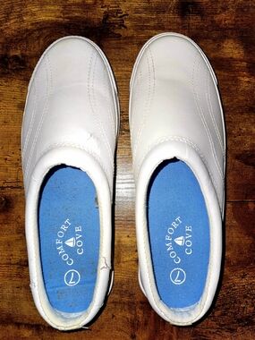 Comfort Cove White Slip-On Mules with Cushioned Insole